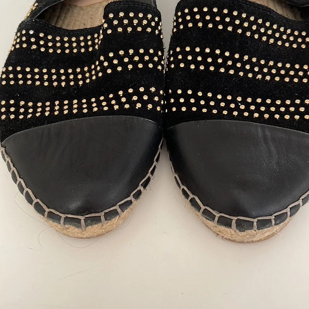 Loeffler Randall Mara Studded Suede Espadrille Flat | Black